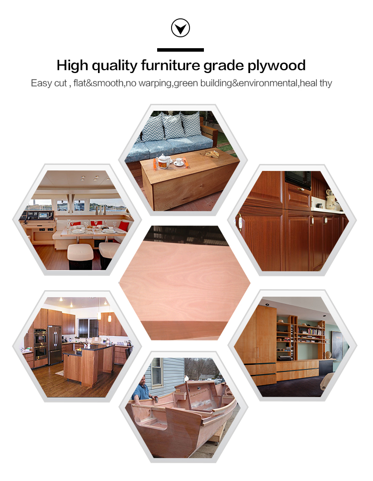 Natural Okoume Bintangor Veneered Commercial Furniture Plywood