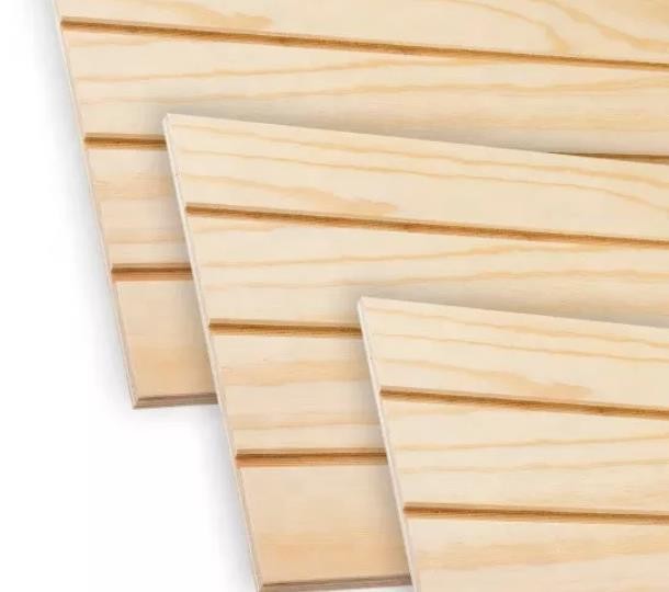 Pine Veneer V U W Grooved Plywood Slotted Plywood For Construction Decorative