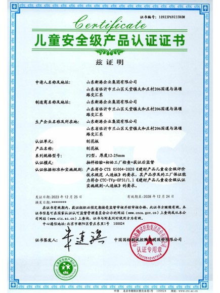 Child Safety Certificate